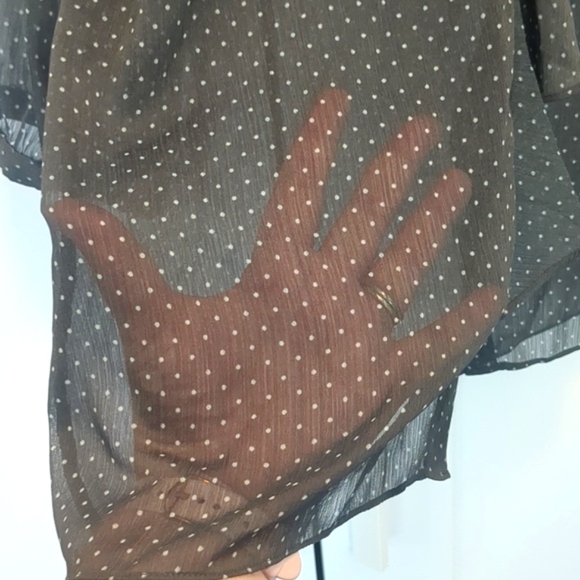 Grey with White Polka Dot Sheer Blouse by Banana Republic - Picture 8 of 8